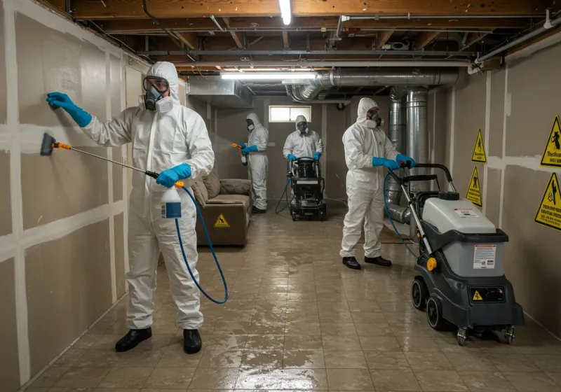 Basement Moisture Removal and Structural Drying process in Stony Point, MI